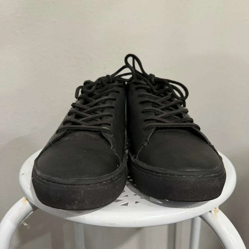 Thursday Everyday Shoes Mens 11.5 Black Leather Comfort Low Top Lace up Sneaker